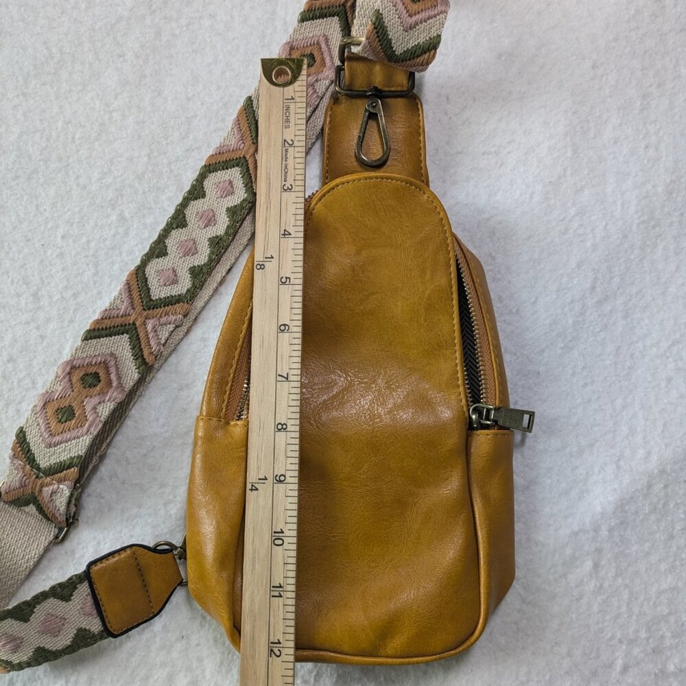 Vegan Leather Crossbody Bag | Adjustable Guitar Strap- 5 color options - Picture 8 of 11
